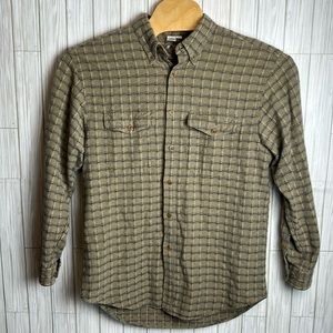 Territory Ahead Men’s Green &‎ Tan Waffle Texture Button Long Sleeve Shirt Large